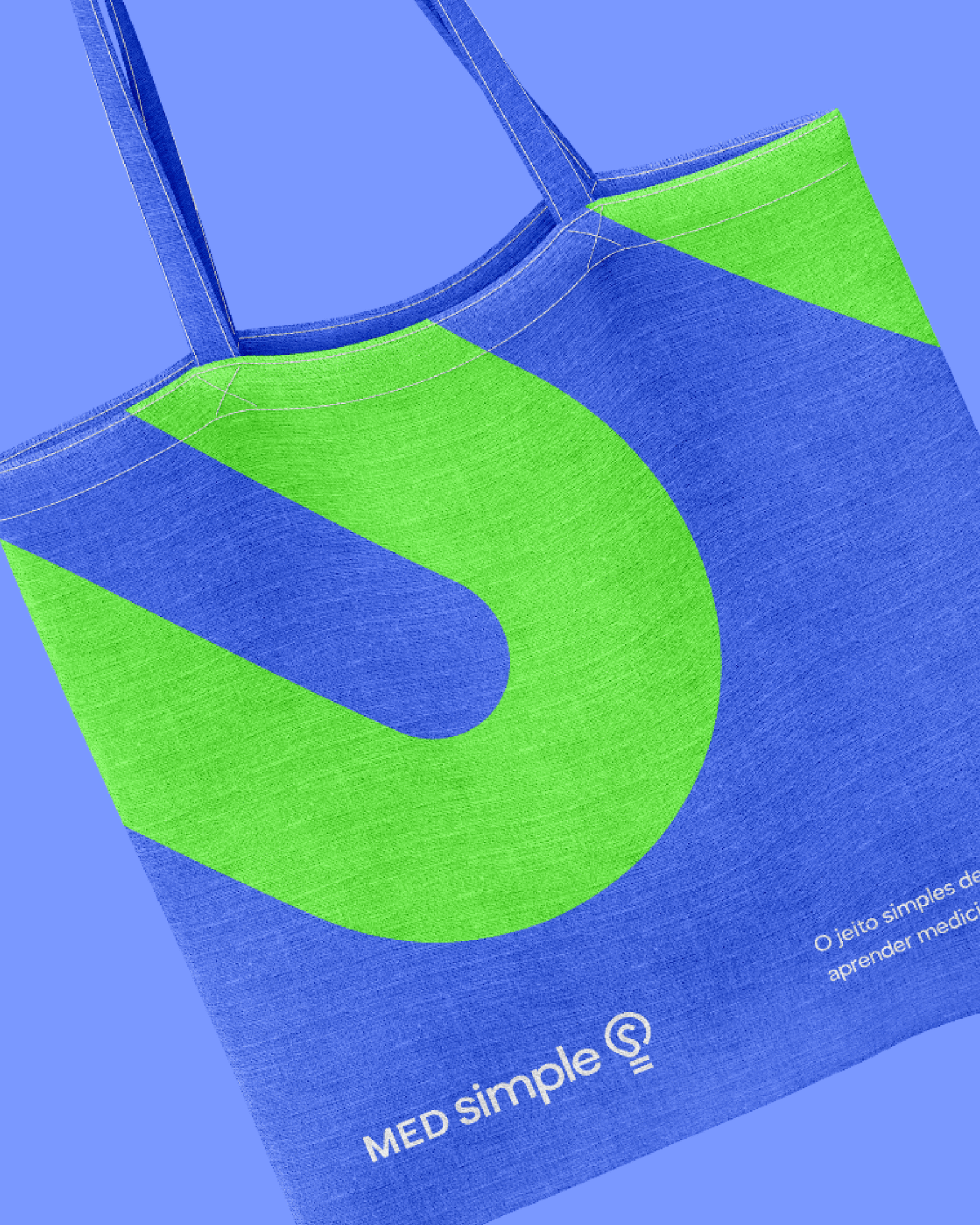 MED simple visual identity with blue and green graphics and brand mark